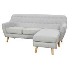 Sarantino Linen Corner Wooden Sofa Lounge L-shaped with Left Chaise Light Grey