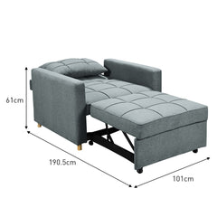 Sarantino Suri 3-in-1 Convertible Sofa Chair Bed -  Airforce Blue