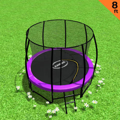 Kahuna 8ft Trampoline Free Ladder Spring Mat Net Safety Pad Cover Round Enclosure Purple