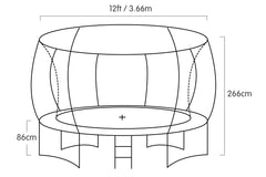 Kahuna 12ft Trampoline Free Ladder Spring Mat Net Safety Pad Cover Round Enclosure - Rainbow