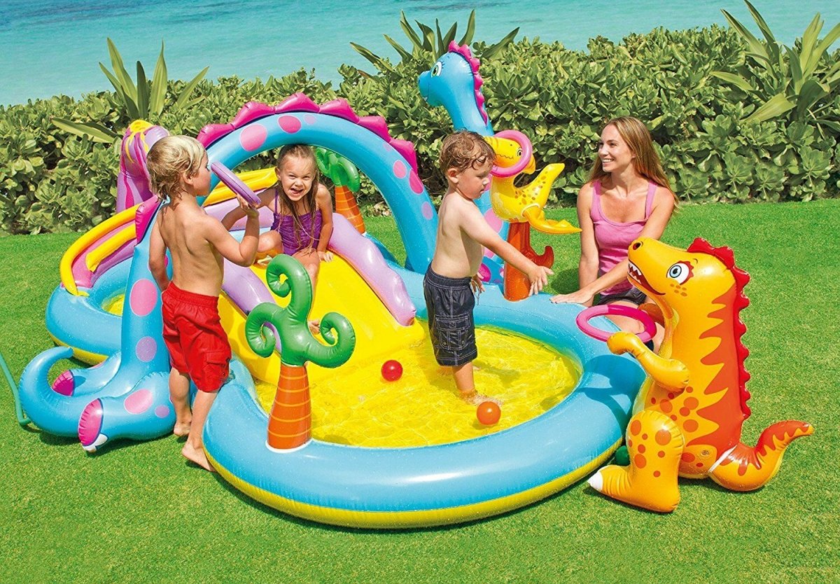 INTEX Dinoland Inflatable Play Centre Paddling Pool & Water Slide 57135NP