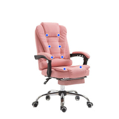 8 Point Massage Chair Executive Office Computer Seat Footrest Recliner Pu Leather Pink