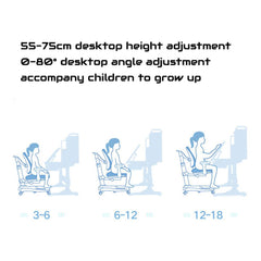 120cm Height Adjustable Children Kids Ergonomic Study Desk Blue AU