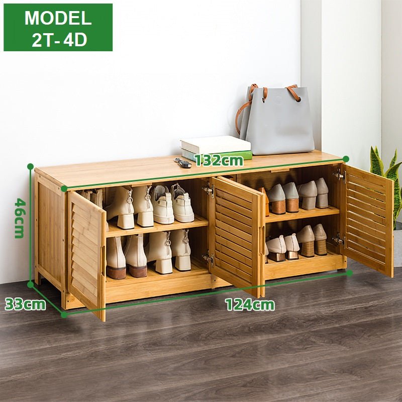 Bamboo Bench Seat Shoe Rack Shoe Bench Storage Bench 132cm