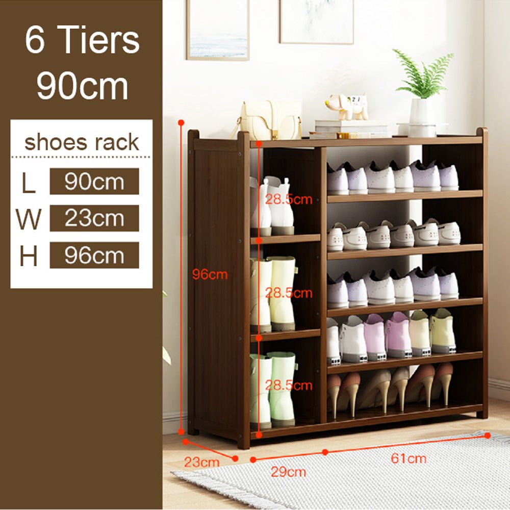 6 Tier Tower Bamboo Wooden Shoe Rack Boot Shelf Stand Storage Organizer