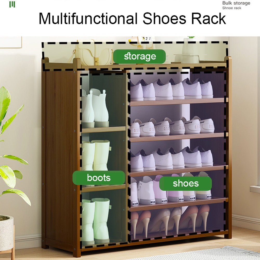 7 Tier Tower Bamboo Wooden Shoe Rack Boot Shelf Stand Storage Organizer