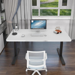 120cm Standing Desk Height Adjustable Sit Grey Stand Motorised Dual Motors Frame White Top
