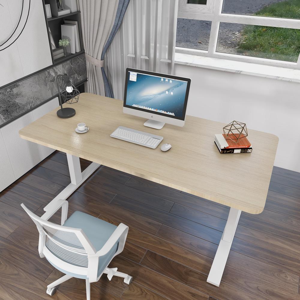 160cm Standing Desk Height Adjustable Sit Stand Motorised White Dual Motors Frame White Top