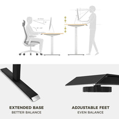 Standing Desk Height Adjustable Sit Stand Motorised Dual Motors Frame White Only