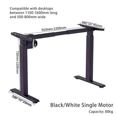 Standing Desk Height Adjustable Sit Stand Motorised Single Motor Frame Only Grey