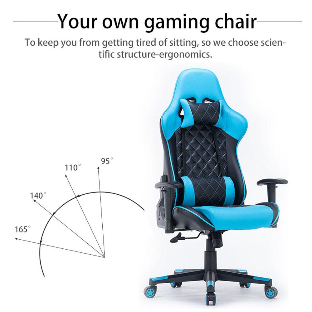 Gaming Chair Ergonomic Racing chair 165° Reclining Gaming Seat 3D Armrest Footrest Black