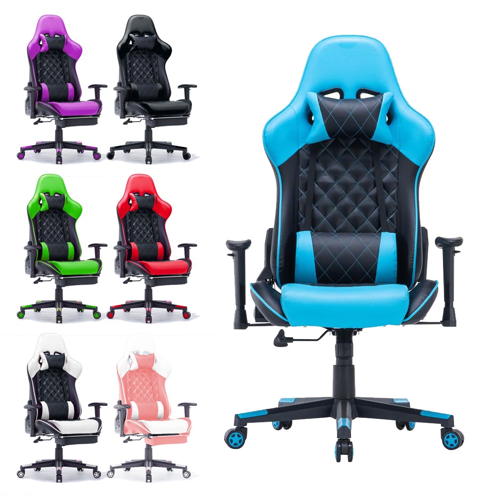 Gaming Chair Ergonomic Racing chair 165° Reclining Gaming Seat 3D Armrest Footrest Purple Black