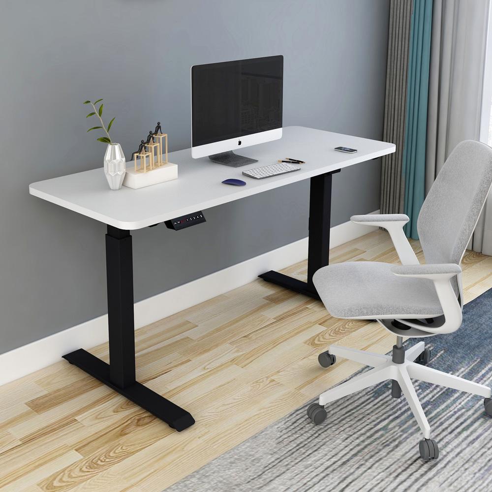 140cm Standing Desk Height Adjustable Sit Stand Motorised Black Single Motor Frame Black Top