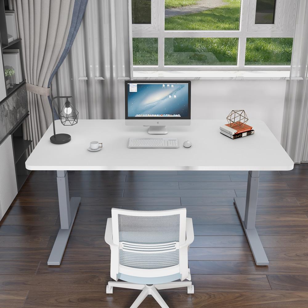 120cm Standing Desk Height Adjustable Sit Grey Stand Motorised Single Motor Frame White Top