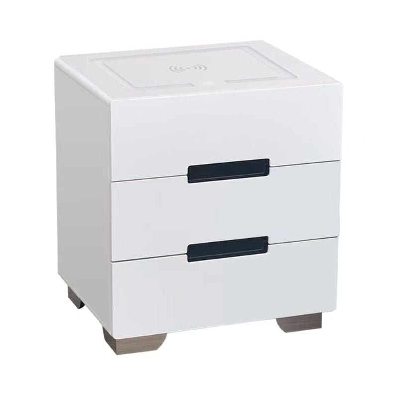 Smart Bedside Tables Side 3 Drawers Wireless Charging Nightstand LED Light USB Left Hand Connection