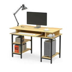 Book Storage Computer Table Desk  Student Study Home Office Workstation with Bookshelf