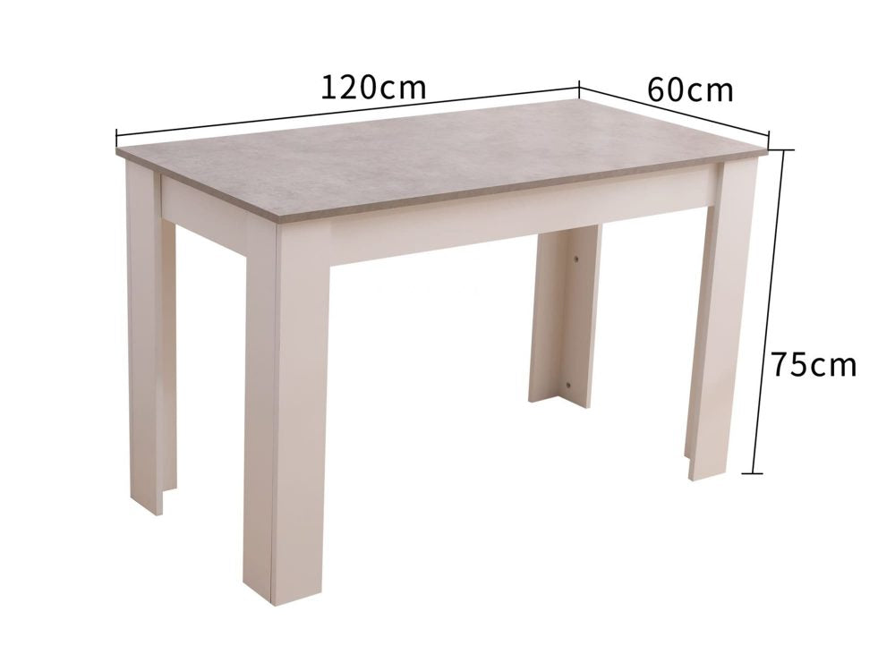 Dining Table Rectangular Wooden 120M-Grey&amp;White