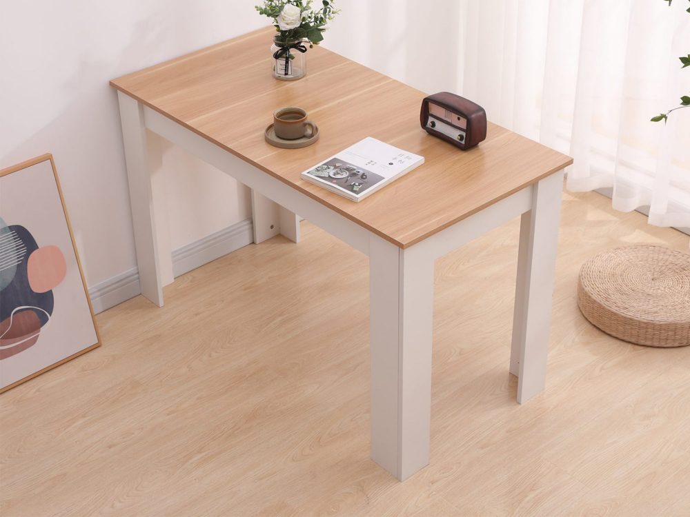 Dining Table Rectangular Wooden 120M-Wood&amp;White