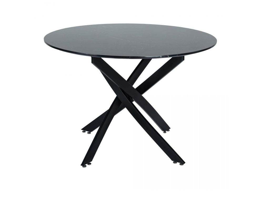 Round Marble-Effect Table &#8211; Black