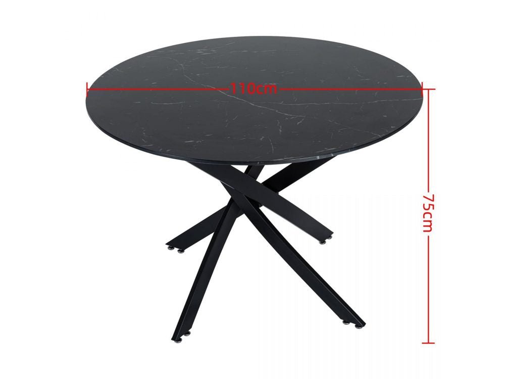 Round Marble-Effect Table &#8211; Black