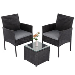 3PC Outdoor Table and Chairs Set &#8211; Black