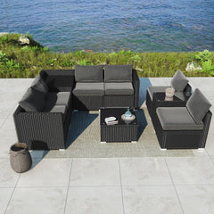 Modular Outdoor Lounge Set &#8211; 9pcs Sofa, Armchairs and Coffee Table