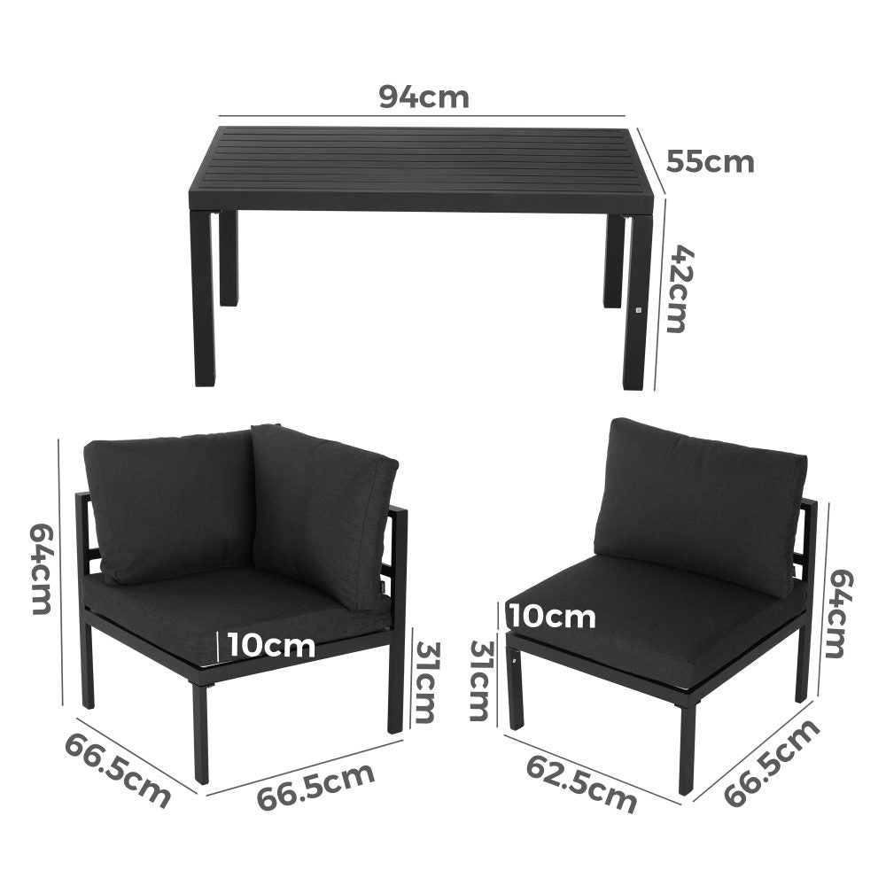 Outdoor 7 Piece Charcoal Grey Couches