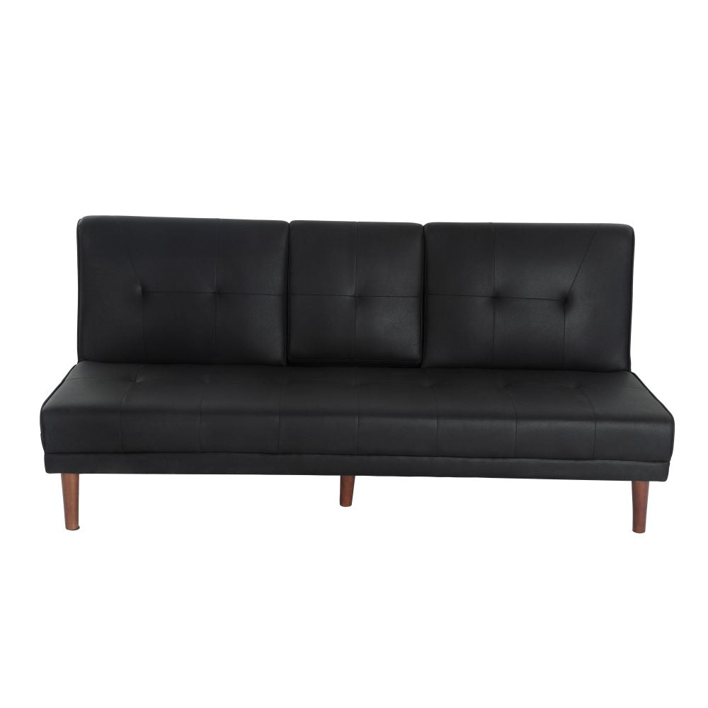 3 Seater Adjustable Sofa Bed With Cup Holder Black.