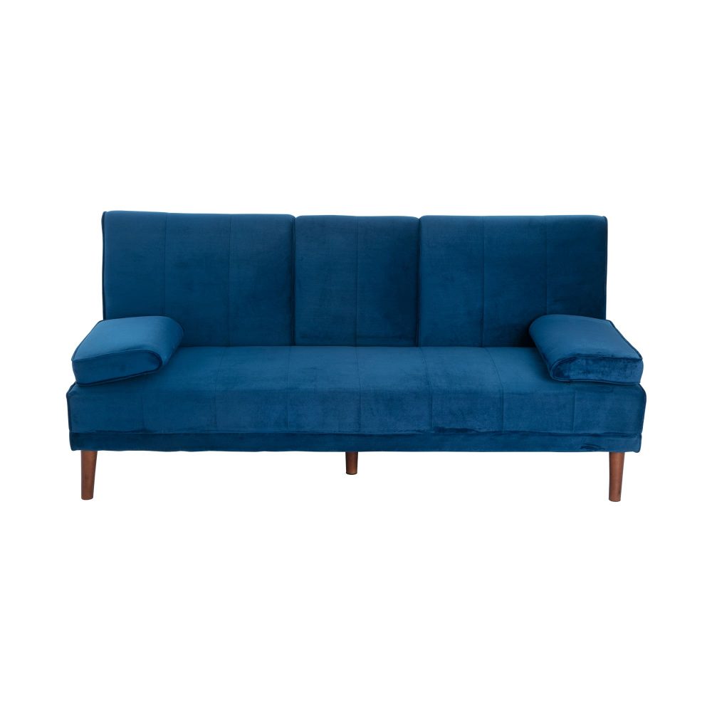 3 Seater Sofa Bed Couch with Cup Holder Velvet Navy.