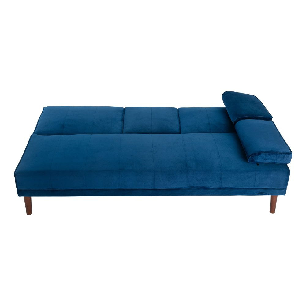 3 Seater Sofa Bed Couch with Cup Holder Velvet Navy.