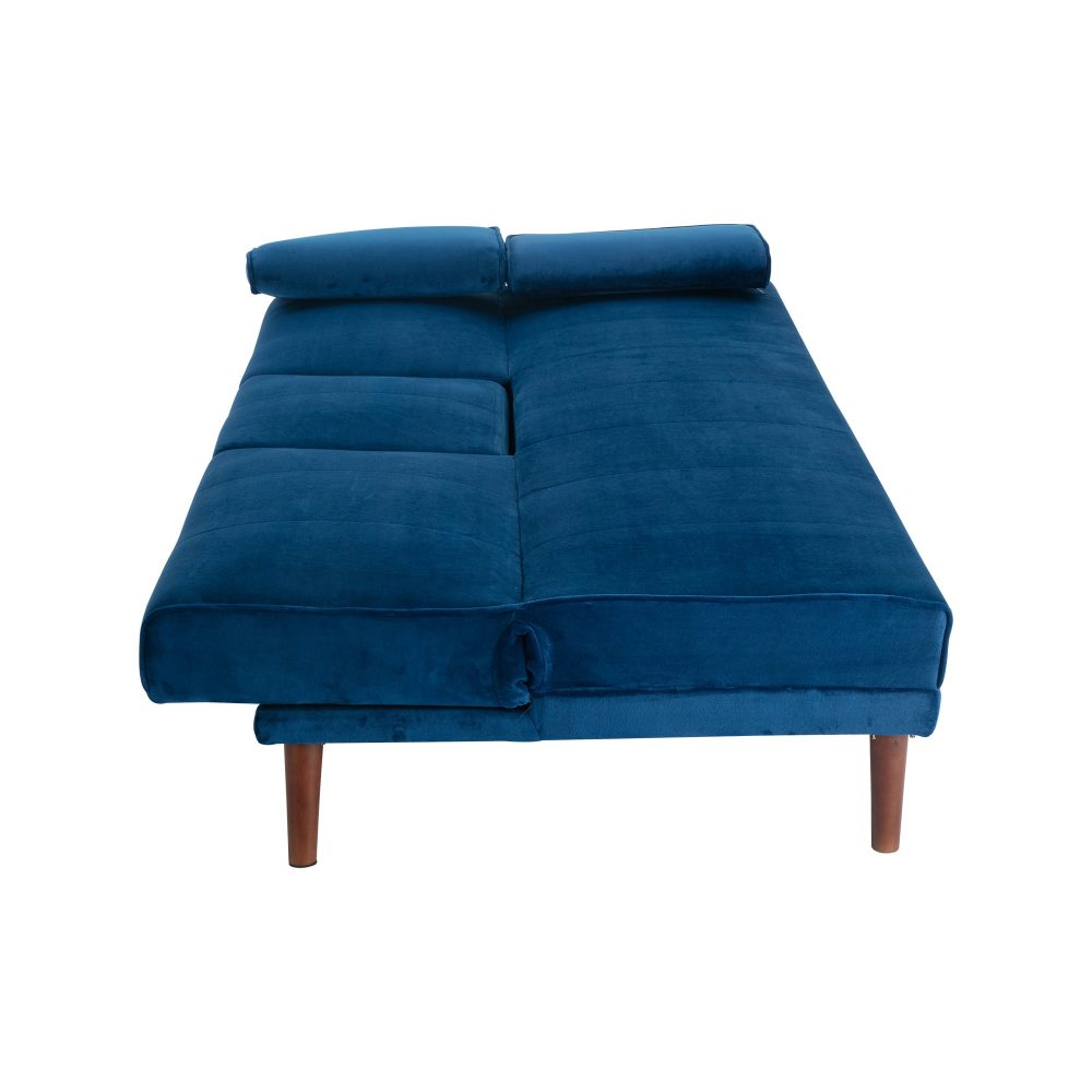 3 Seater Sofa Bed Couch with Cup Holder Velvet Navy.