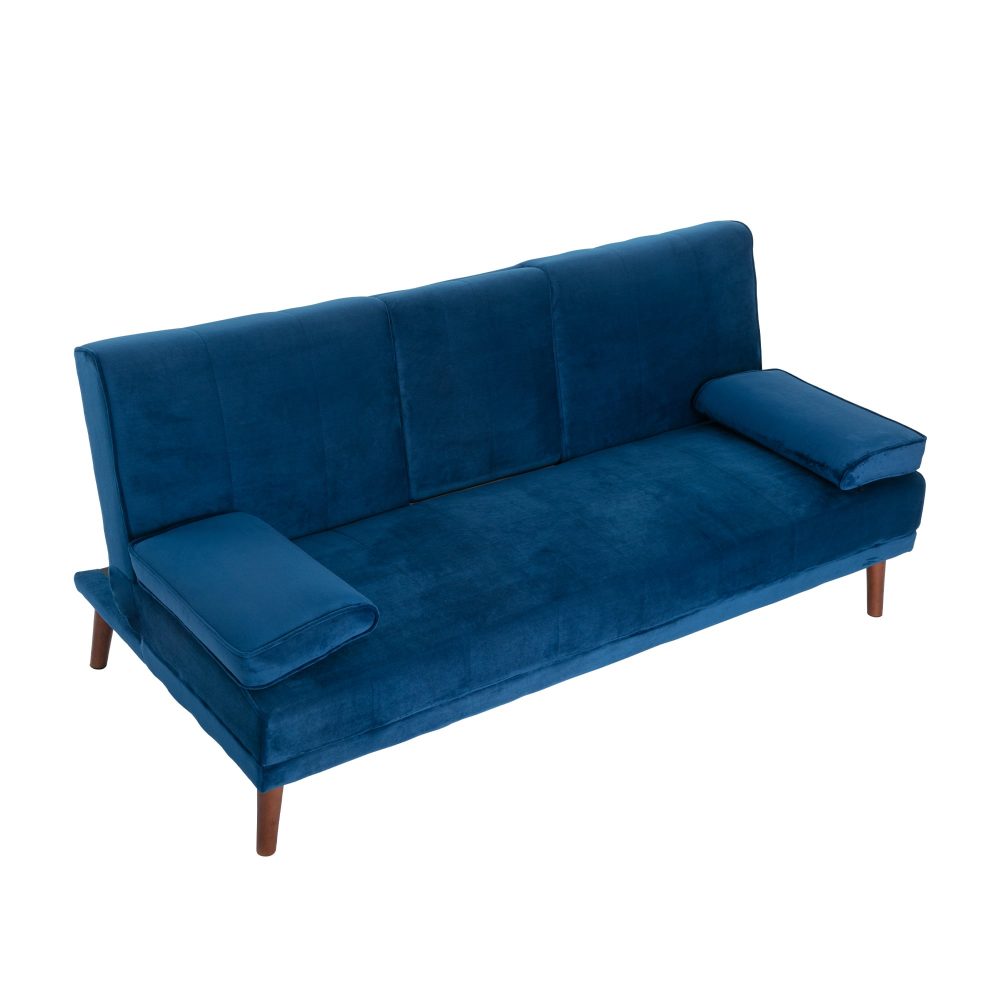 3 Seater Sofa Bed Couch with Cup Holder Velvet Navy.