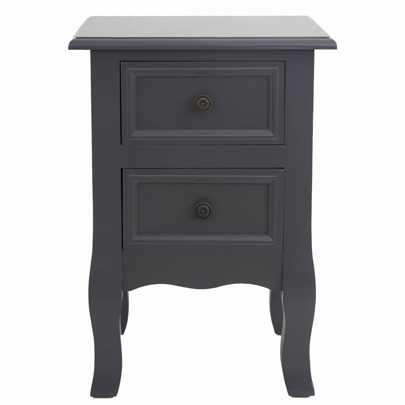 French Bedside Table Nightstand Grey Set of 2