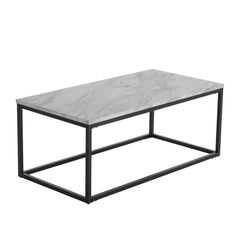 Industrial Style Marble Effect Rectangular Coffee Table