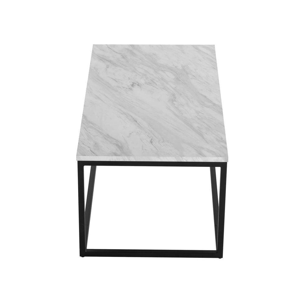 Industrial Style Marble Effect Rectangular Coffee Table