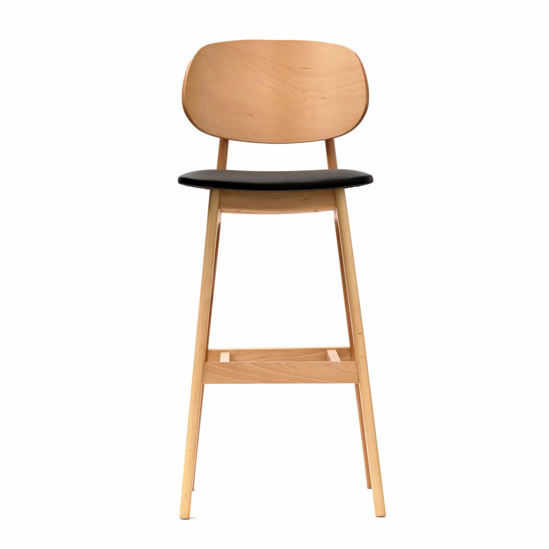 Ban Barstool - Black Dolaro Vinyl Seat - Trojan Oak Frame