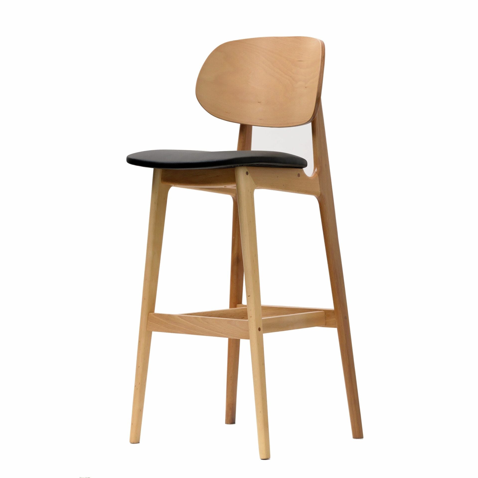 Ban Barstool - Black Dolaro Vinyl Seat - Trojan Oak Frame