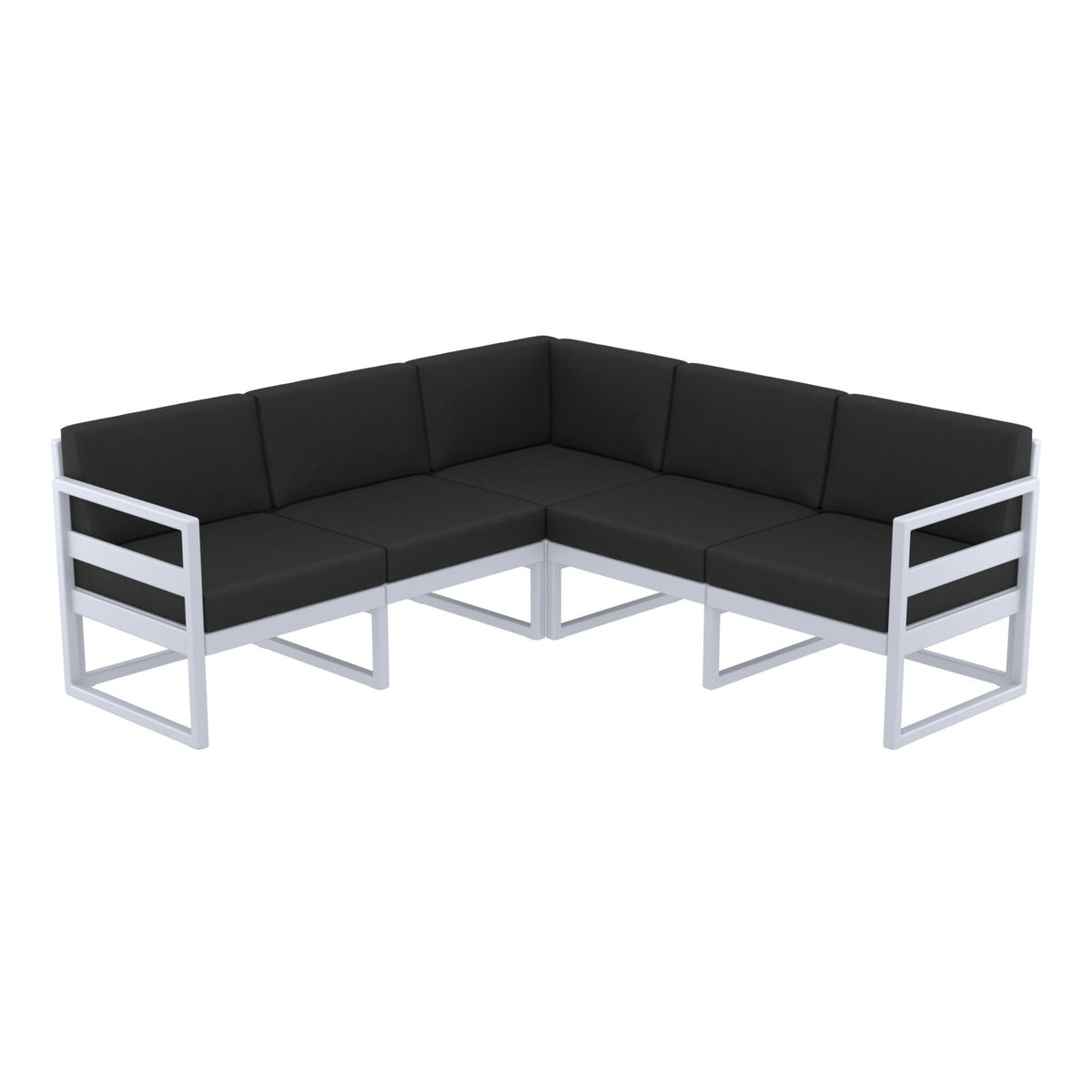 Mykonos Lounge Corner - Silver Grey with Black Cushions