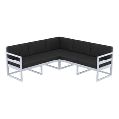 Mykonos Lounge Corner - Silver Grey with Black Cushions