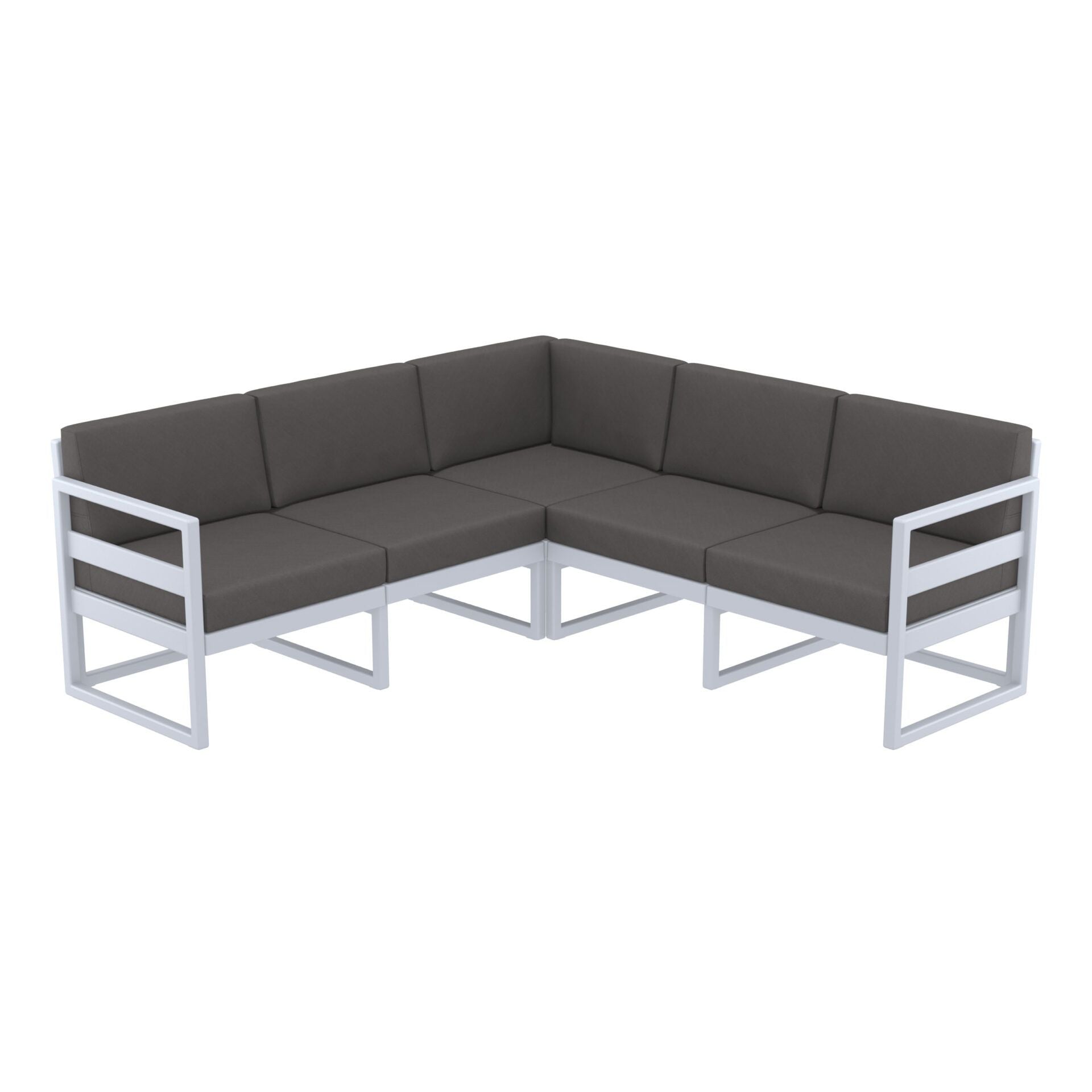 Mykonos Lounge Corner - Silver Grey with Black Cushions