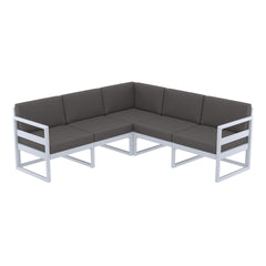 Mykonos Lounge Corner - Silver Grey with Black Cushions