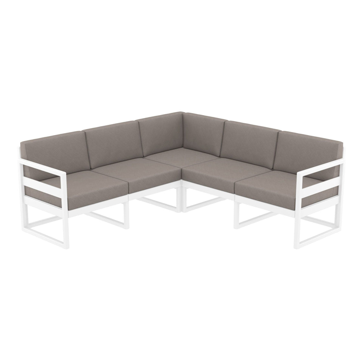 Mykonos Lounge Corner - White with Brown Cushions