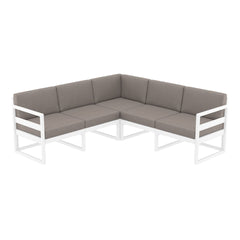 Mykonos Lounge Corner - White with Brown Cushions