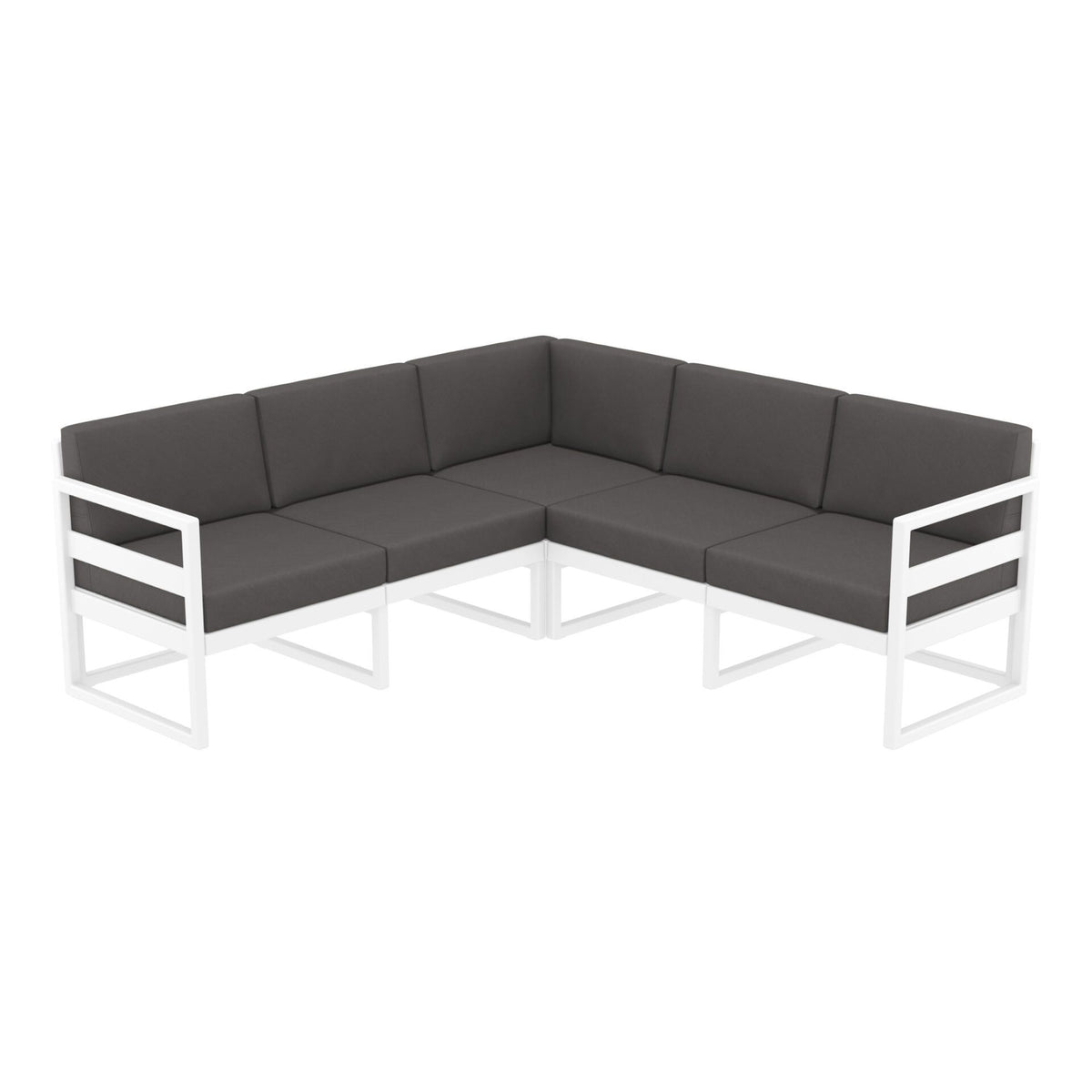 Mykonos Lounge Corner - White with Dark Grey Cushions
