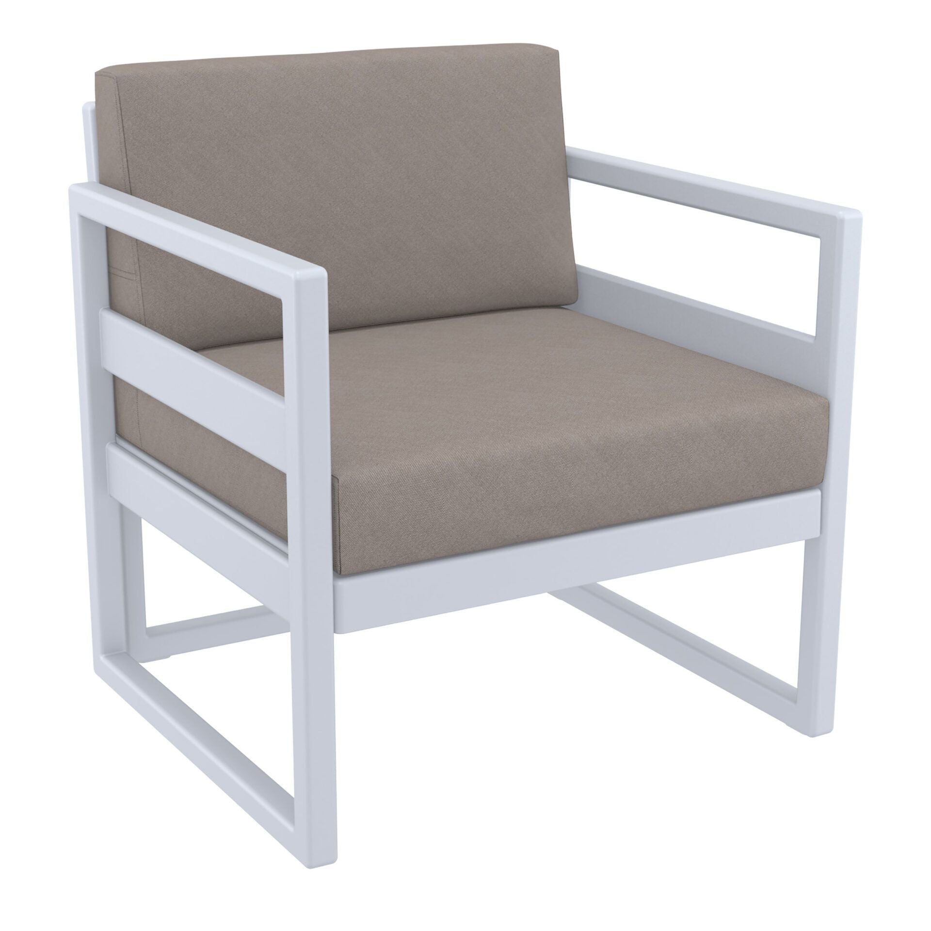 Mykonos Lounge Armchair - Silver Grey with Light Brown Cushions