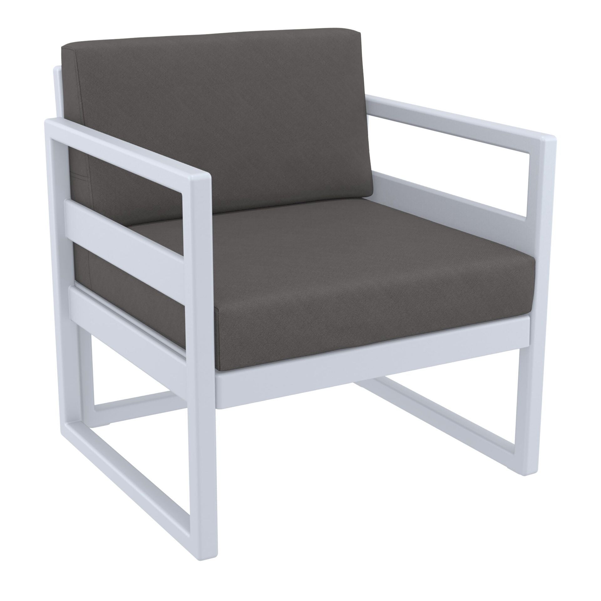 Mykonos Lounge Armchair - Silver Grey with Light Brown Cushions