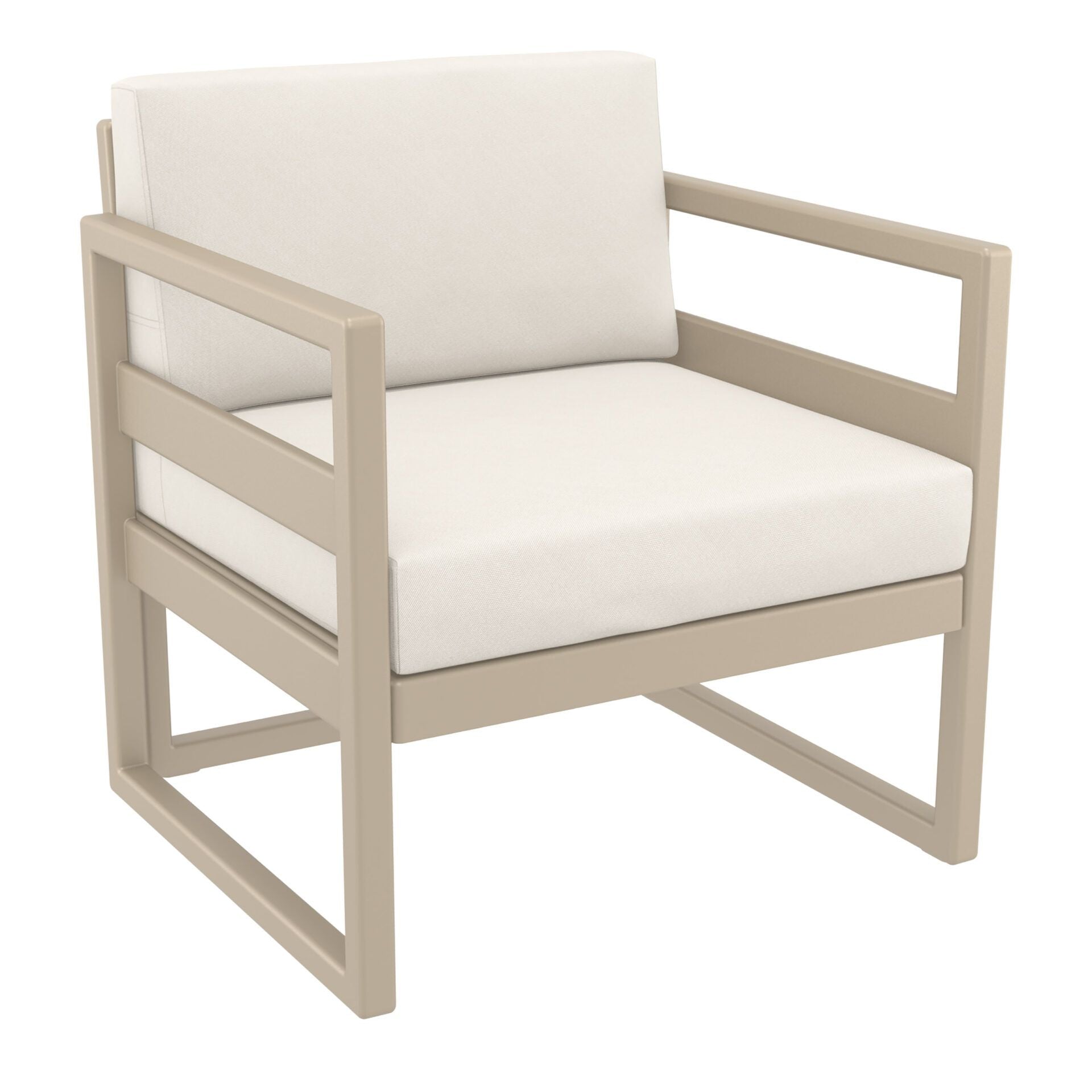 Mykonos Lounge Armchair - Silver Grey with Light Brown Cushions