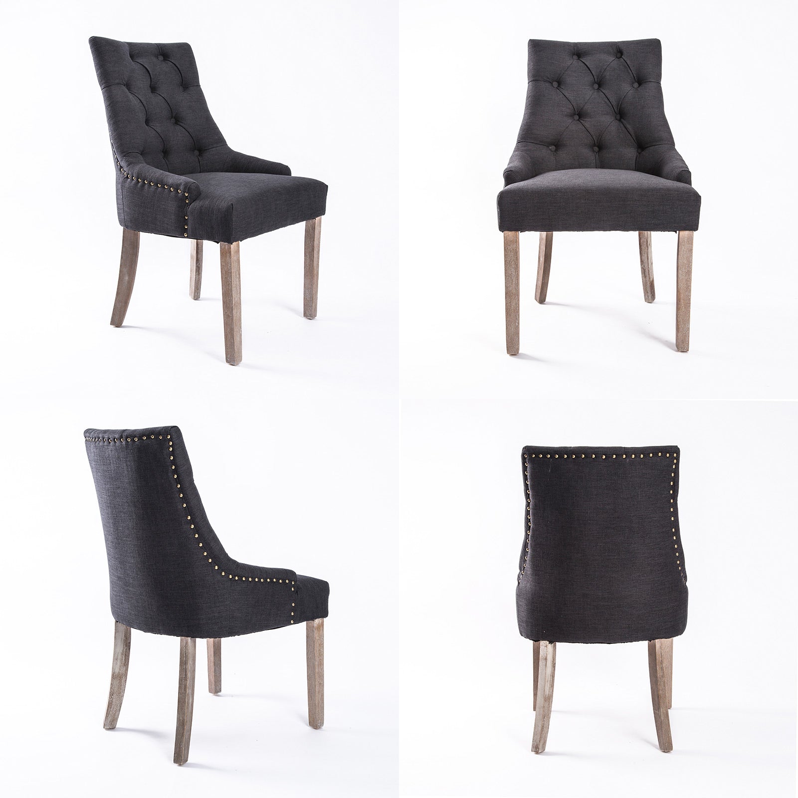 La Bella 2 Set Black (Charcoal) French Provincial Dining Chair Amour Oak Leg