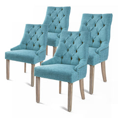 La Bella 4 Set Blue French Provincial Dining Chair Amour Oak Leg