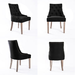 La Bella 2 Set Dark Black French Provincial Dining Chair Amour Oak Leg